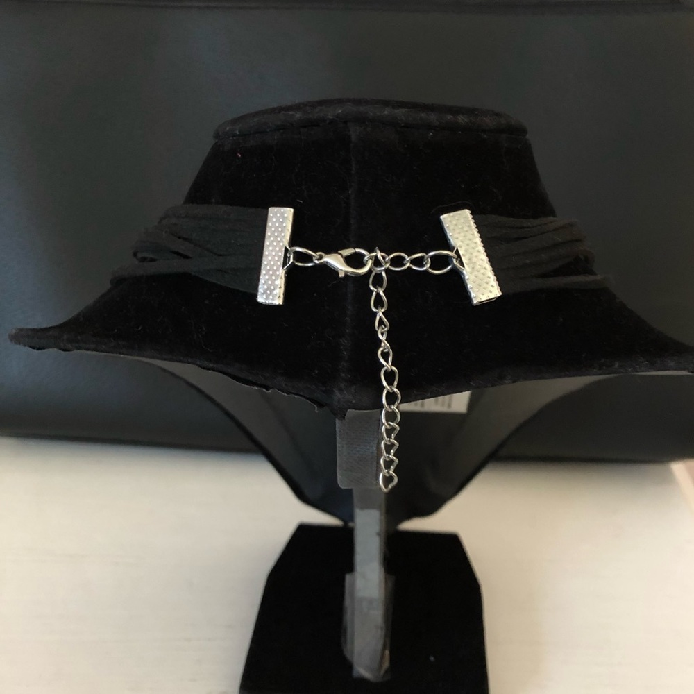 Black Layered Silver Bar Necklace - Picture 4 of 4